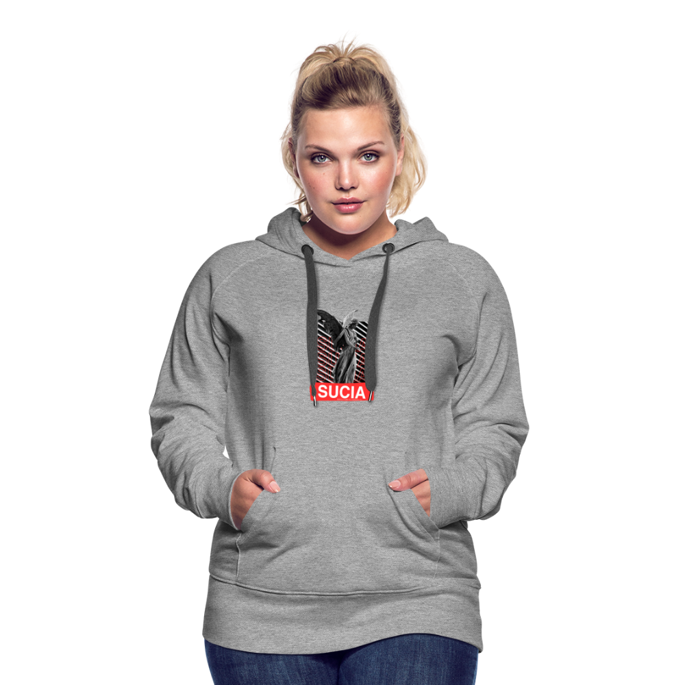 Sudadera con capucha premium para mujer - gris jaspeado