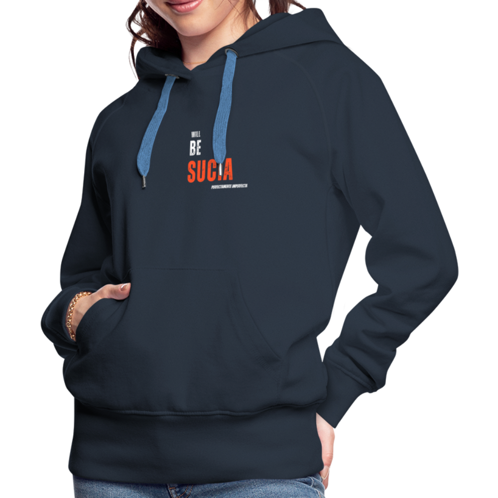 Sudadera con capucha premium para mujer - azul marino