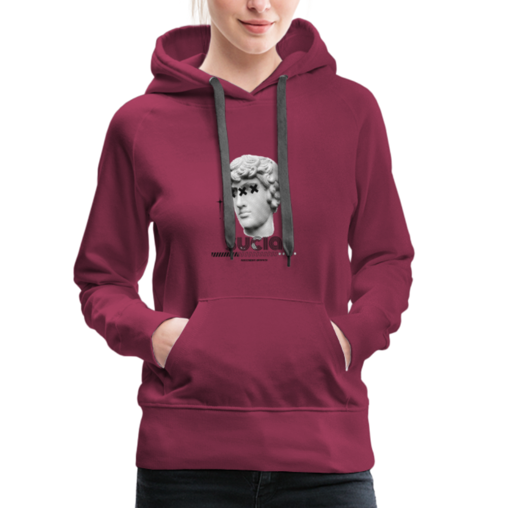 Sudadera con capucha premium para mujer - rojo bordeaux