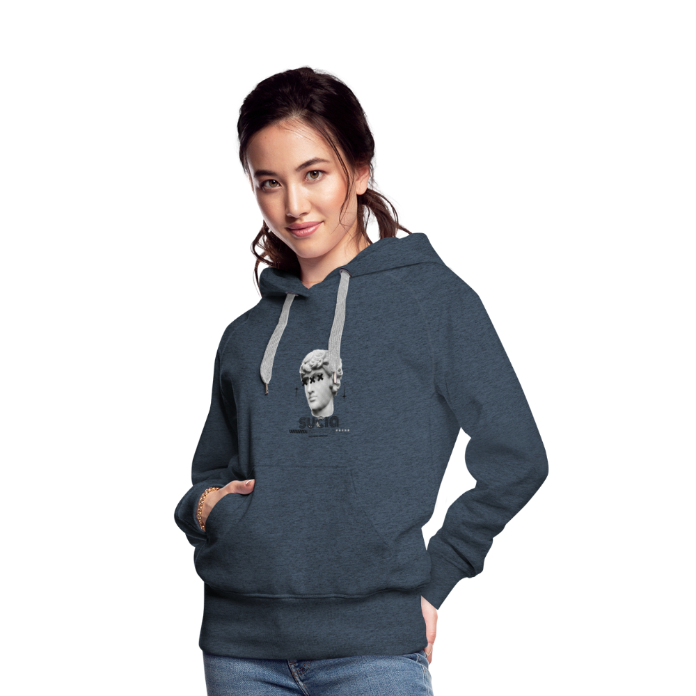 Sudadera con capucha premium para mujer - azul vaquero