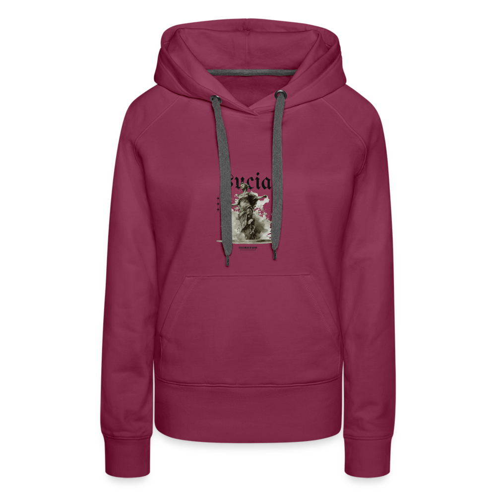 Sudadera con capucha premium para mujer - rojo bordeaux