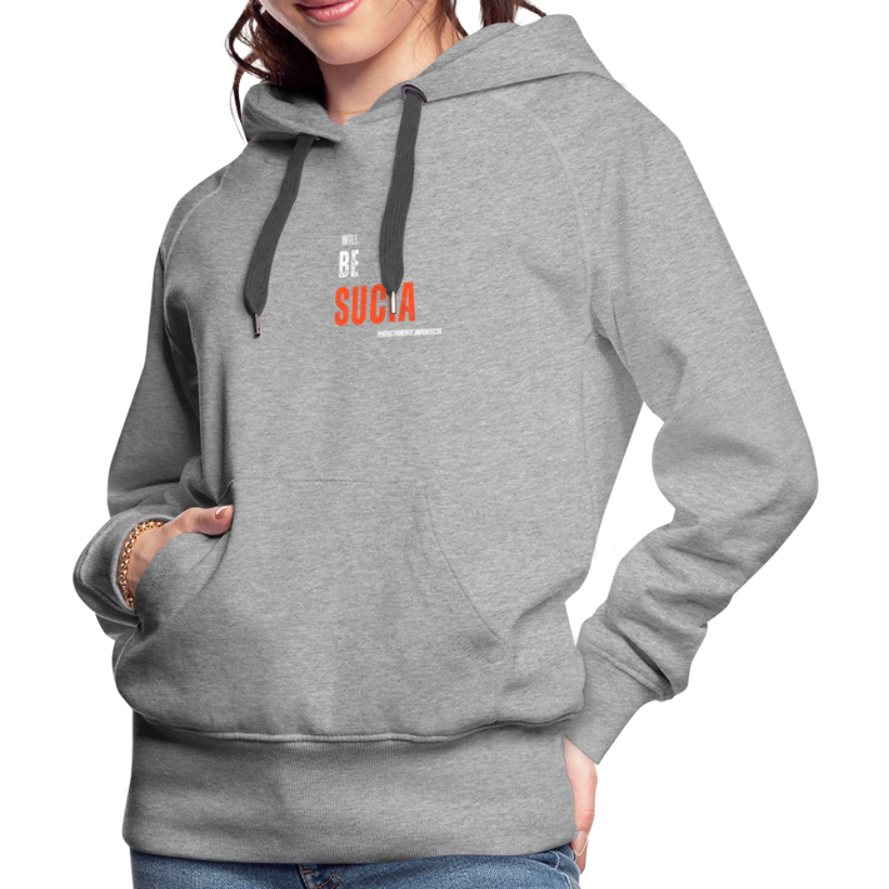 Sudadera con capucha premium para mujer - gris jaspeado