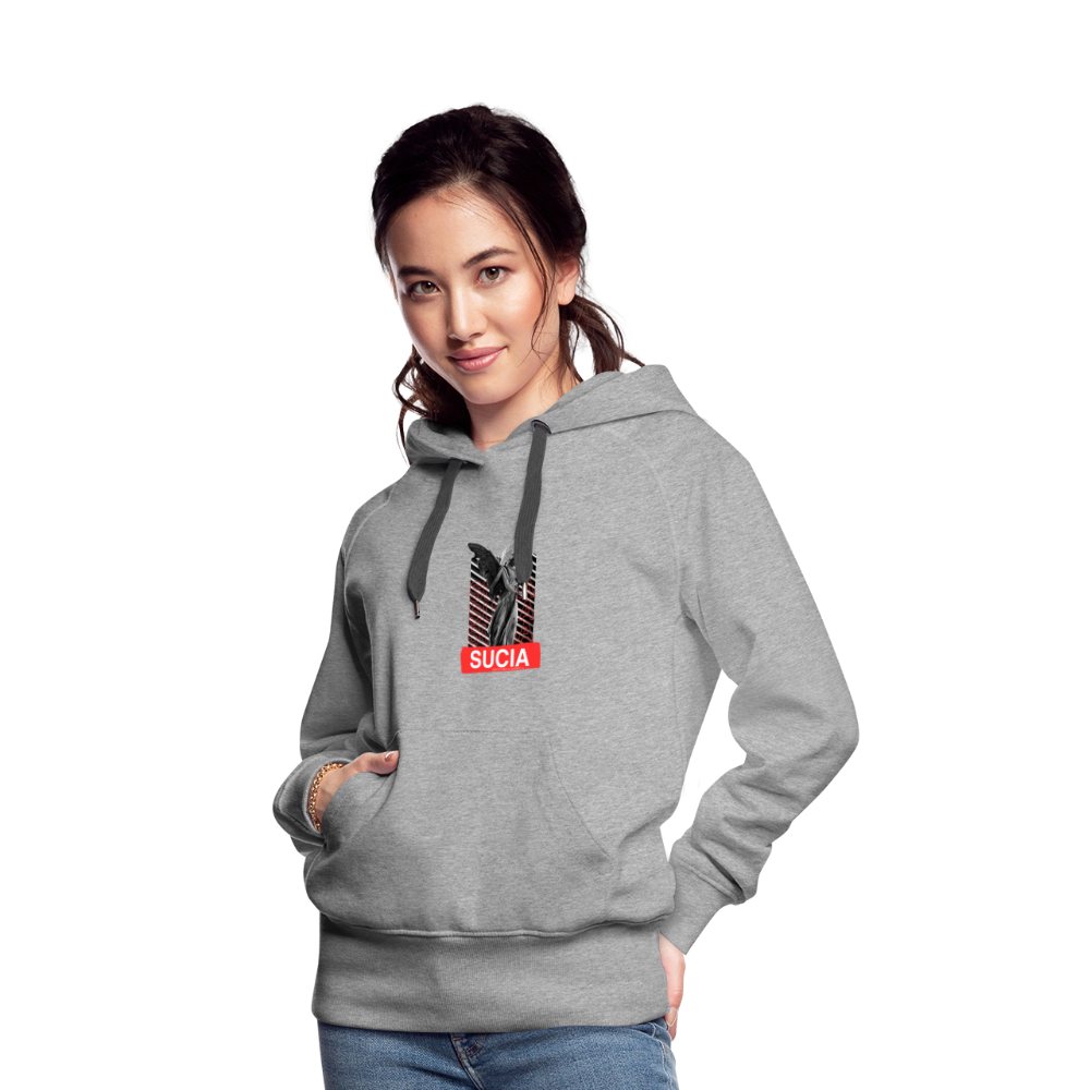 Sudadera con capucha premium para mujer - gris jaspeado