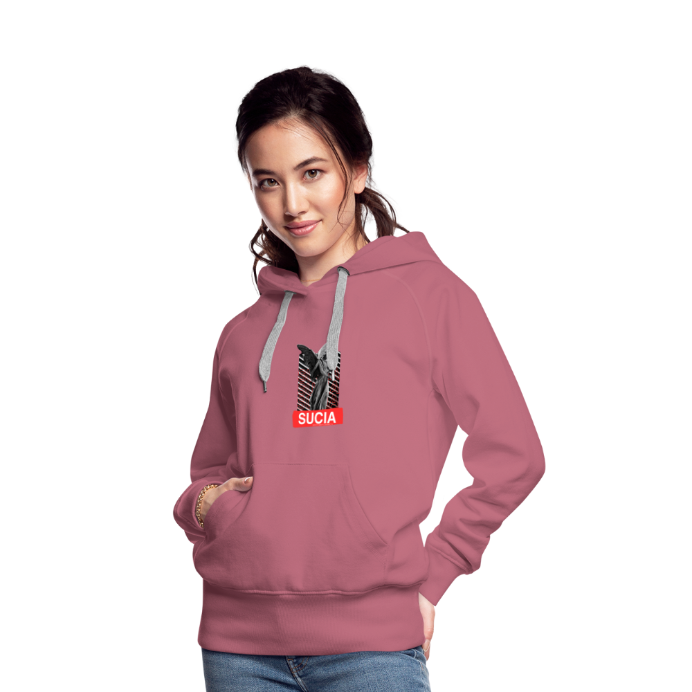 Sudadera con capucha premium para mujer - malva