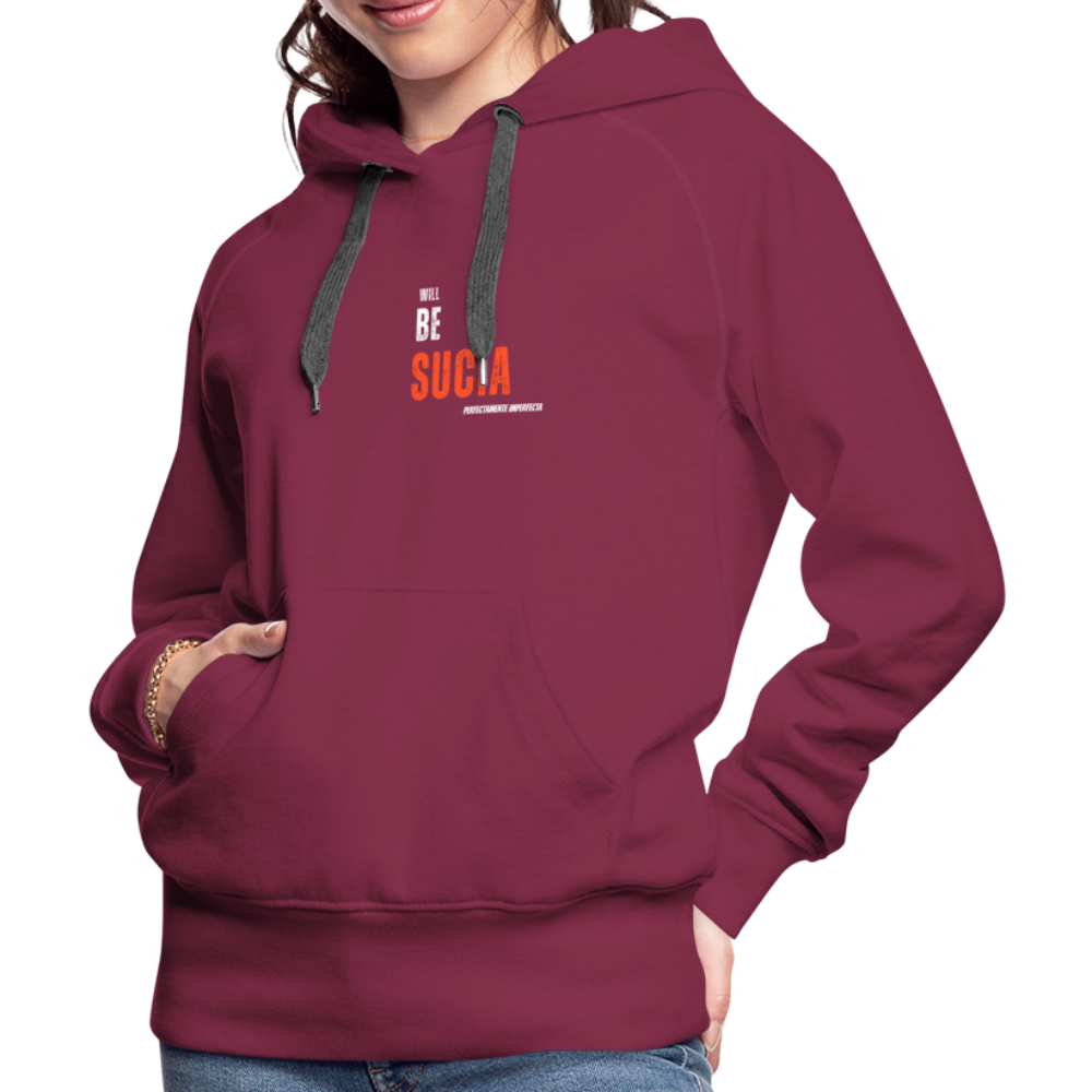 Sudadera con capucha premium para mujer - rojo bordeaux