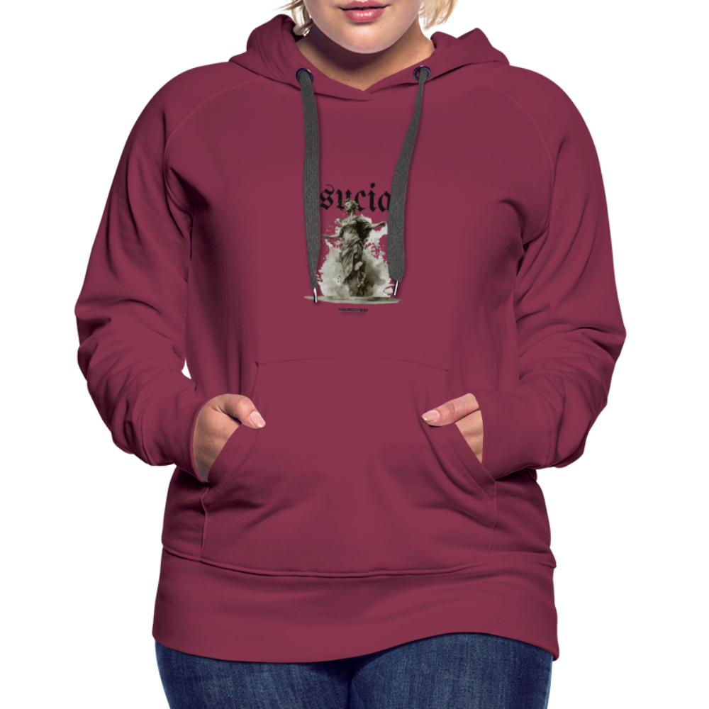 Sudadera con capucha premium para mujer - rojo bordeaux